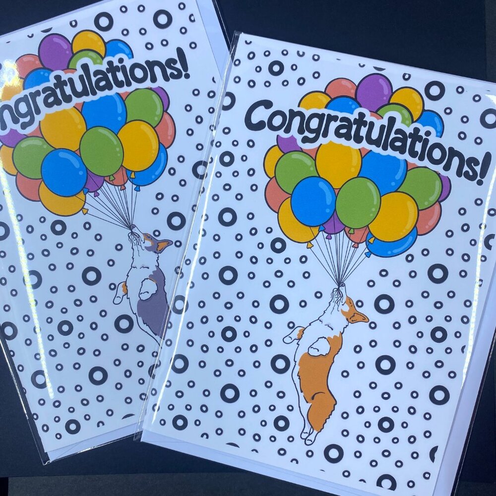 Welsh Corgi Dog Congratulations Blank Greeting Card Handmade Gift 5x7"